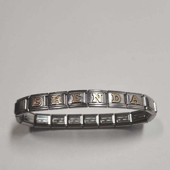 No Brand Jewelry - Italian Charm Stretch Bracelet BRENDA 14kt And Stainless Steel Letter Charms